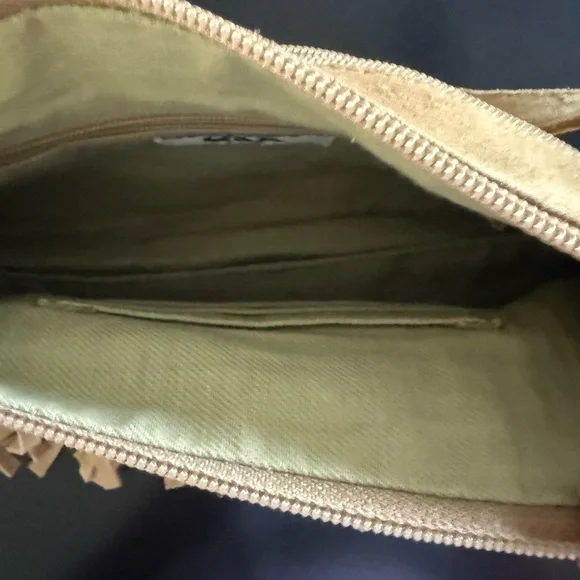Darling Tan Fringe Shoulder Bag, Small Chic Style! Real Suede! - Picture 3 of 5